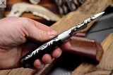 6.25" HAND FORGED Full Tang Damascus Steel Skinning knife + Leather Sheath - ZB Knives Store