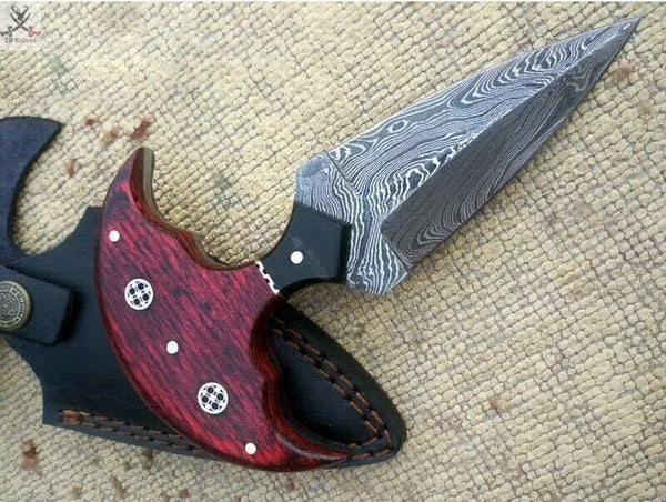 6.5" Inches HAND FORGED Full Tang Damascus Steel Mini Dagger Knife+ Leather sheath ZB Knives Store