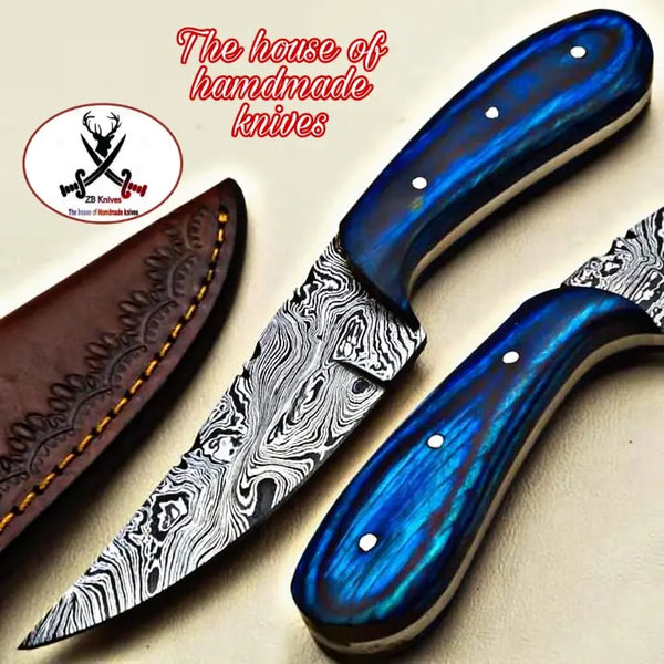 Custom Handmade Damascus Steel Skinner Knife - ZB Knives Store