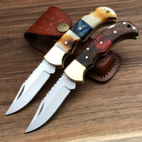 SET OF TWO HANDMADE HUNTING FOLDING POCKET KNIFE