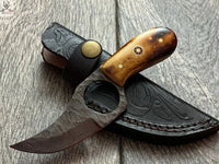 6" Inches HAND FORGED Full Tang Damascus Steel Skinning Knife+ Leather sheath ZB Knives Store