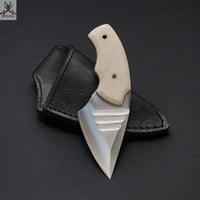 6" inches HAND FORGED Full Tang D2 Steel Skinning Knife + leather sheath ZB Knives Store