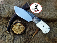 7.25" Inches HAND FORGED Full Tang 1095 High Carbon Steel Skinning Knife+ Leather sheath ZB Knives Store