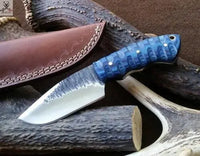 7.25" Inches HAND FORGED Full Tang 1095 High Carbon Steel Skinning Knife+ Leather sheath ZB Knives Store