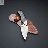 7.25" Inches HAND FORGED Full Tang D2 Steel Skinning Knife+ Leather sheath ZB Knives Store