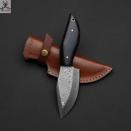 7.25" Inches HAND FORGED Full Tang Damascus Steel Skinning Knife+ Leather sheath ZB Knives Store