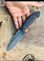 7.5" Inches HAND FORGED 1095 High Carbon Steel Skinning knife + Leather Sheath ZB Knives Store