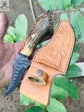 7.5" Inches HAND FORGED Full Tang 1095 High Carbon Steel Skinning Knife+ Leather sheath - ZB Knives Store