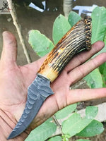 7.5" Inches HAND FORGED Full Tang 1095 High Carbon Steel Skinning Knife+ Leather sheath ZB Knives Store