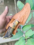 7.5" Inches HAND FORGED Full Tang 1095 High Carbon Steel Skinning Knife+ Leather sheath - ZB Knives Store