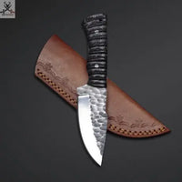 7.5" Inches HAND FORGED Full Tang 1095 High Carbon Steel Skinning Knife+ Leather sheath ZB Knives Store