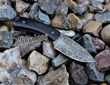 7.5" Inches HAND FORGED Full Tang Damascus Steel Skinning Knife + leather sheath ZB Knives Store