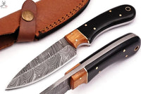 7.5" Inches HAND FORGED Full Tang Damascus Steel Skinning Knife+ Leather sheath ZB Knives Store