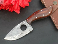 7.5" Inches HAND FORGED Full Tang Damascus Steel Skinning Knife+ Leather sheath ZB Knives Store