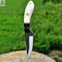 7.75" Inches HAND FORGED Full Tang 1095 High Carbon Steel Skinning Knife+ Leather sheath ZB Knives Store