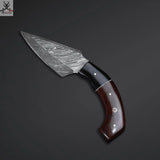 7.75"inches HAND FORGED Full Tang Damascus Steel Skinning Knife + Leather Sheath ZB Knives Store