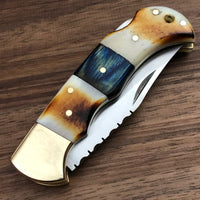 SET OF TWO HANDMADE HUNTING FOLDING POCKET KNIFE