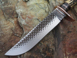 13" Inches HAND FORGED Fixed Blade High carbon Steel Hunting Bowie Knife + leather sheath