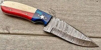 7" HAND FORGED Full Tang Damascus Steel Skinning knife + Leather Sheath ZB Knives Store