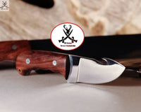 7" Inches HAND FORGED Full Tang D2 Steel Gut Hook Skinning Knife+ Leather sheath ZB Knives Store