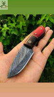 7" Inches HAND FORGED Full Tang Damascus Steel Skinning Knife+ Leather sheath ZB Knives Store