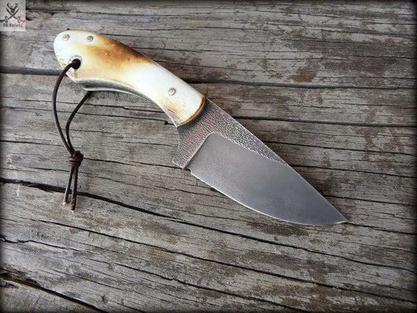 7"inches HAND FORGED Full Tang 1095 High Carbon Steel Skinning knife + Leather Sheath ZB Knives Store