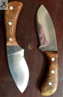 7"inches HAND FORGED High Carbon steel Skinning knife + Leather Sheath ZB Knives Store