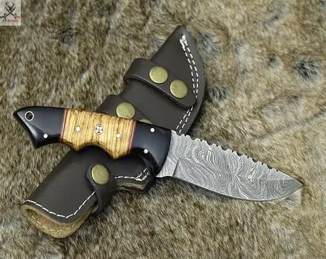 Damascus Steel Hunting Skinning Knife - ZB Knives Store