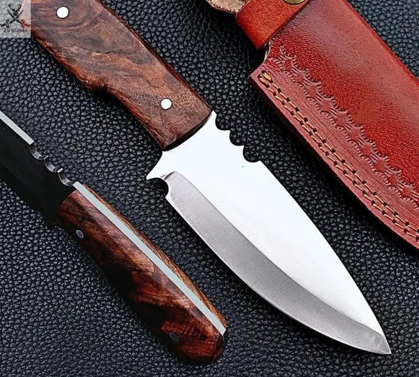 8.25" Inches HAND FORGED Full Tang J2 Steel Skinning Knife+ Leather sheath ZB Knives Store