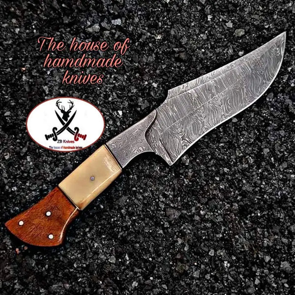 Custom Handmade Damascus Steel Hunting Knife - ZB Knives Store