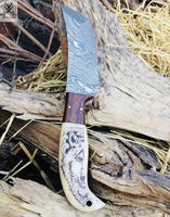 Custom Handmade Damascus Steel Tanto Hunting Knife - ZB Knives Store