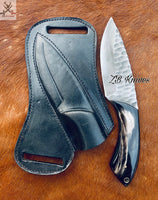 8.5" HAND FORGED Full Tang high carbon steel knife + leather sheath ZB Knives Store