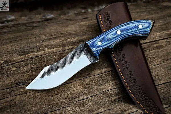 8.5" Inches HAND FORGED 1095 High Carbon Steel Skinning knife+ Leather sheath ZB Knives Store