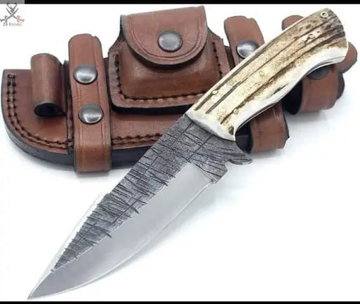 8.5" Inches HAND FORGED Full Tang 1095 High Carbon Steel Hunting knife + Leather Sheath ZB Knives Store