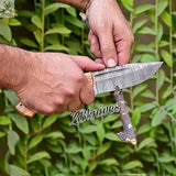8.5" Inches HAND FORGED Full Tang Damascus Steel Hunting Knife + leather sheath - ZB Knives Store