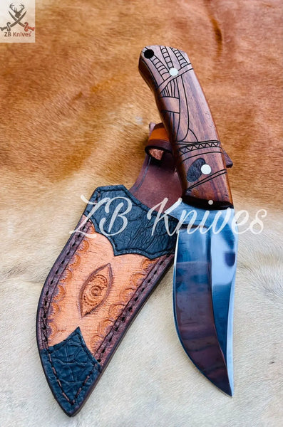 8.5" Inches HAND FORGED J2 Steel Hunting Knife + Leather Sheath ZB Knives Store