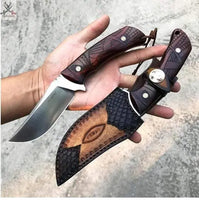 8.5" Inches HAND FORGED J2 Steel Hunting Knife + Leather Sheath ZB Knives Store