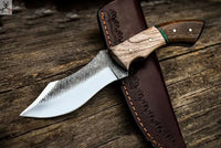 8.5" inches HAND FORGED Full Tang 1095 High Carbon Steel Skinning Knife + Leather Sheath ZB Knives Store