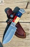 8.5" inches HAND FORGED Full Tang D2 Steel Skinning Knife + leather sheath - ZB Knives Store