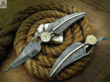 Beautiful Custom Handmade Damascus Steel folding pocket knife - ZB Knives Store