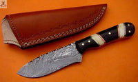 8.5"inches HAND FORGED Full Tang Damascus Steel Hunting Knife + Leather Sheath ZB Knives Store