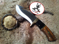 8" Inches HAND FORGED Full Tang 1095 High Carbon Steel Gut Hook Skinning Knife+ Leather sheath ZB Knives Store