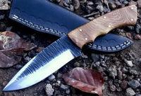 8" Inches HAND FORGED Full Tang 1095 High Carbon Steel Skinning Knife+ Leather sheath ZB Knives Store