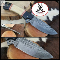 8" Inches HAND FORGED Full Tang 1095 High Carbon Steel Skinning knife + Leather Sheath ZB Knives Store