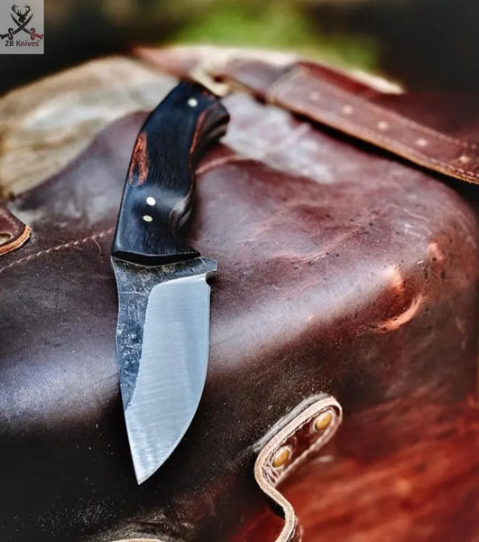 8" Inches HAND FORGED Full Tang 1095 High Carbon Steel Skinning knife + Leather Sheath ZB Knives Store