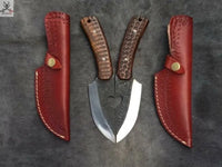 8" Inches HAND FORGED Full Tang 1095 High Carbon Steel Skinning knife + Leather Sheath ZB Knives Store