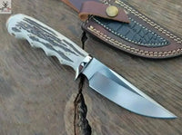 8" Inches HAND FORGED Full Tang D2 Steel Skinning Knife+ Leather sheath ZB Knives Store