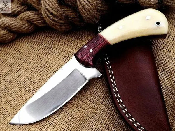 8" Inches HAND FORGED Full Tang D2 Steel Skinning Knife+ Leather sheath ZB Knives Store