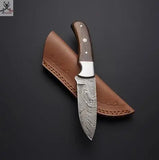 8" Inches HAND FORGED Full Tang Damascus Steel Skinning Knife+ Leather sheath ZB Knives Store