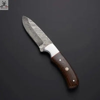 8" Inches HAND FORGED Full Tang Damascus Steel Skinning Knife+ Leather sheath ZB Knives Store